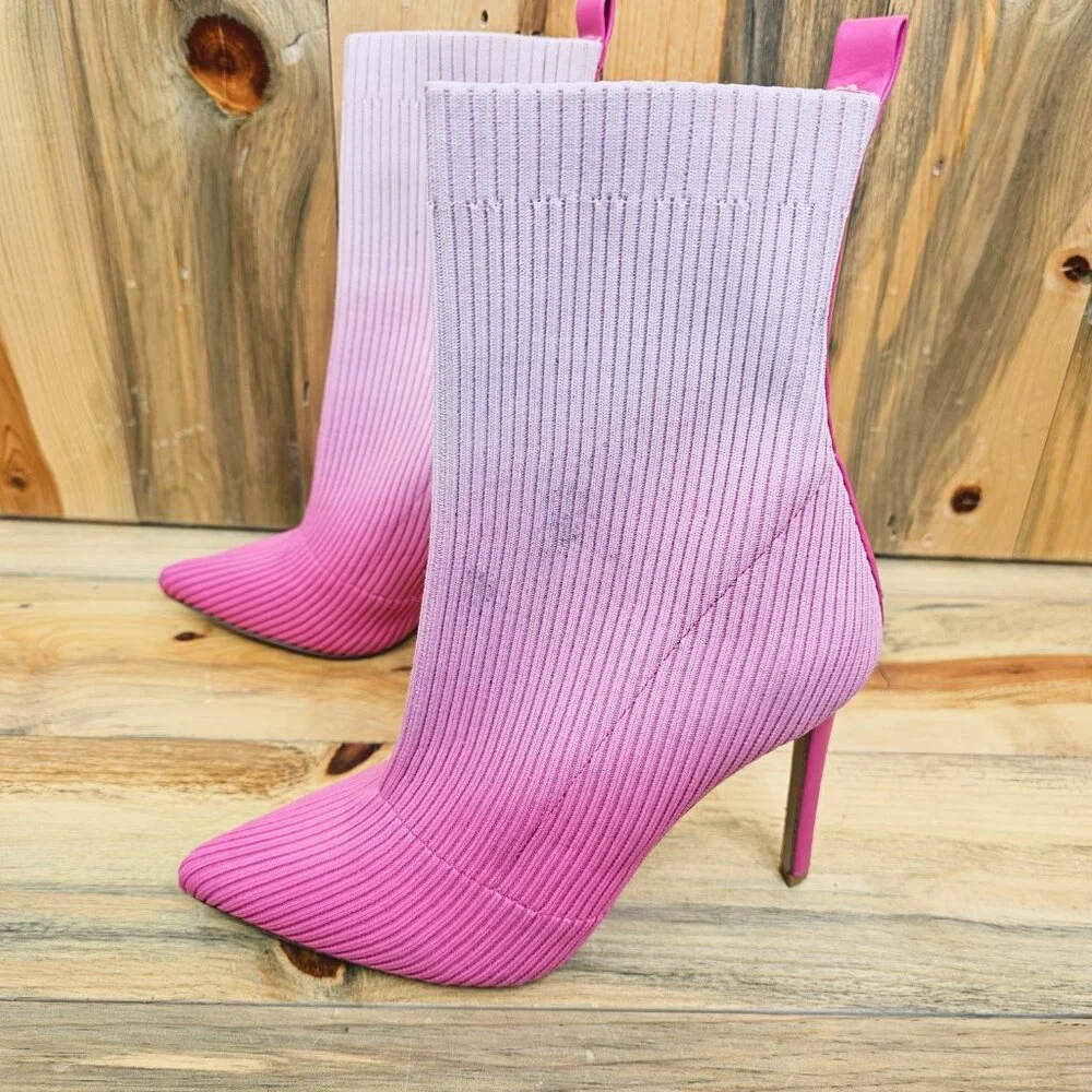 Steve Madden Dianne Pink Ombré Knit Sock Boot Size 9.5 - Picture 4 of 7